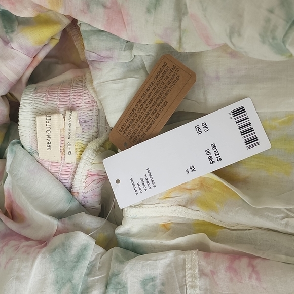NEW!  UO Urban Outfitters Head in the Cloud Tie Dye Dress Pink Mint Yellow - Picture 7 of 14